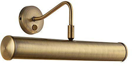 National Lighting YOKER Traditional Decorative Antique Brass Finish E14 LED Compatible Picture Wall Lamp Display Light with Rocker Switch 355mm