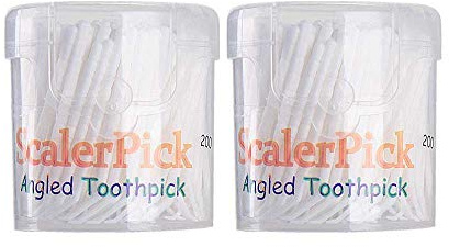 Vinklad tandpetare Scalerpick vit plast hushåll tänder rengöring böjd krok 2 flaskor 400 stycken