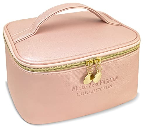 White Ze Bolsa de Maquillaje de Viaje, Neceser de Maquillaje Impermeable, Neceser Organizador de Maquillaje Profesional, Bolsa de cosméticos para Mujeres y niñas