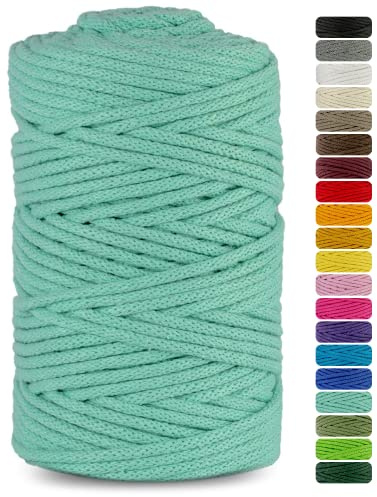 Netuno 1x Kordel 5mm Celadon 100m für Schmuck & Untersetzer | Baumwollgarn mit Naturkern · hochwertig & reißfest – für Puffs, Handtaschen, Schlüsselanhänger & Armbänder