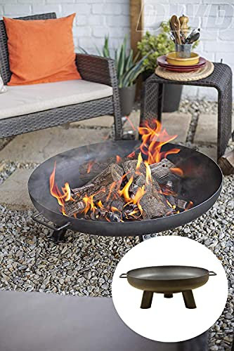 DWD ® Heavy Gauge Industrial Design Oiled Steel 60/70/80cm Diameter Fire Pit Patio Brazier (80, Large Steel Fire Bowl)