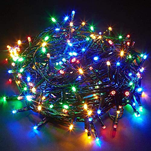SHATCHI 400 LEDs Fairy String Lights Multicolour Indoor/Outdoor Christmas Tree/Home/Party/Wedding/Garden Decorations Green Cable 8 Modes Mains Powered Memory Auto Timer