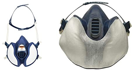 3M Atemschutz-Maske 4255+, A2P3, Halbmaske für Farbspritz-/Lackierarbeiten, 1 pro Packung & 400 Atemschutzmaske, Schutzvlies (10-er Pack)