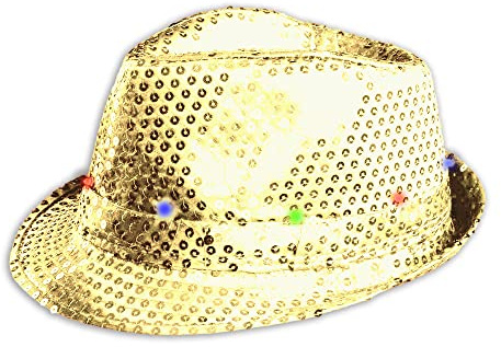 Glowhouse blinkande LED Fedora-hatt (guld)