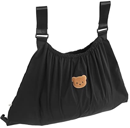 Borsa per Passeggino Impermeabile Resistente Allo Strappo Simpatico Organizer per Passeggino con Motivo a Orso Riutilizzabile per Caricabatterie per Cellulare (Nero)