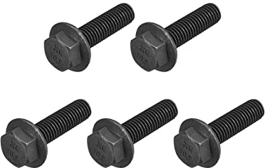 METALLIXITY Flanged Hex Head Bolts (M10x35mm) 5pcs, Hexagon Serrated Flange Bolt Fully Thread Screw - for House Construction Hardware Fasteners