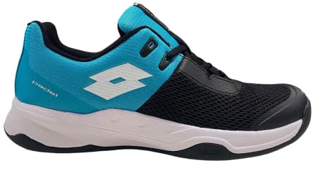 Lotto Superrapid 600, Padel/Tennissko för män, All Black All White Blue Bird, 42 EU