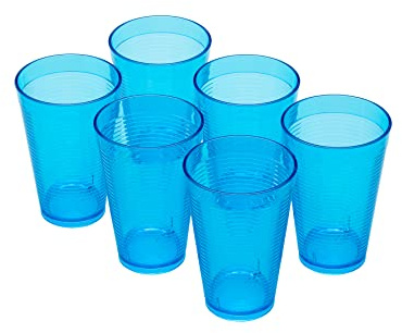 OMADA 6 Bicchieri Cocktail/Bevande da 400 ml, in Plastica Dura e Resistente | Set Bicchieri Cocktail per Feste o Party, 8,5x H12,5 cm, In Plastica Resistente, Collezione Samba