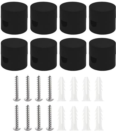 smartect Decentratore da Parete e Soffitto per Cavi [8 Pezzi, Nero, Ø20x18 mm] Gancio da soffitto con viti e tasselli, Supporto in superficie per il tuo progetto fai-da-te