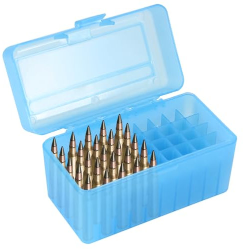 Prothens Munitionsbox Kunststoff Stapelbar Aufbewahrung Munitionskiste,blau(50 Schuss)-16.24 * 9.79 * 9.98cm