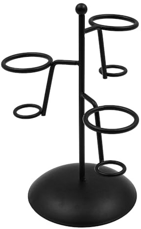 ZONADAH Black Iron Ice Cream Cone Holder Stand with Base 3 Holes Metal Baking Cooling Rack to Display Snow Cones Rolls Popcorn Candy French Fries
