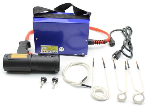 Flammenloses 1500W Induktionsheizgerät, Entfernen von Induktionsheizbolzen,handgeführtes elektromagnetisches Mini-Induktionsheizgerät mit 4 Spulen und Werkzeugkasten-Kits automatischer Bolzenentferner