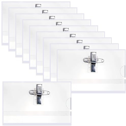 Namensschilder, 10er-Pack mit Nadeln und Clips, wasserfeste Kleidungsetiketten, Abzeichenclips, Namensschilder für Besprechungspersonal, geeignet für Besprechungsräume im Schulbüro (9 x 5,6 cm)