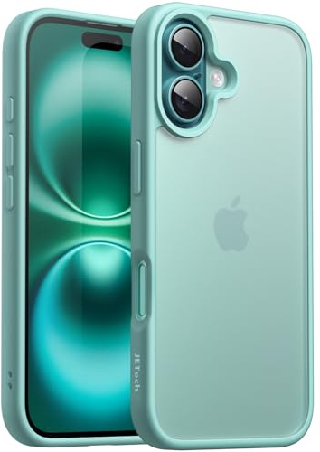JETech Matte Hülle für iPhone 16, Blaugrün | Robuster Schutz, Matte Rückseite, Anti-Fingerabdruck, Stoßfestes Design