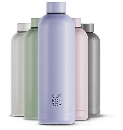 OUT FOR JOY Edelstahl Trinkflasche 750ml – auslaufsichere & BPA-freie Wasserflasche – Thermosflasche für Kohlensäure, 12h heiß & 24h kalt – Isolierflasche für Sport, Schule & Outdoor (Arctic Blue)