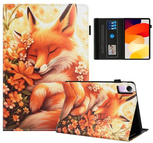 Rostsant Coque pour Xiaomi Redmi Pad SE 11 Pouces Impression Graphique Housse en Tablette Cuir PU Protection pour Xiaomi Redmi Pad SE 11 Pouces 2023 Renard en Fleur