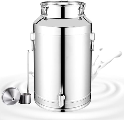 304 Stainless Steel Milk Transport Cans Sealed Lid Milk Churn Pot with Spigot 5L Capacity