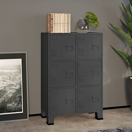 Xichuzi Aktenschrank Industrie-Stil Anthrazit 75x40x115 cm Metall, Metallschrank, Aktenregal, Werkzeugschrank, Büroschrank, Lagerschrank, Ordnerschrank