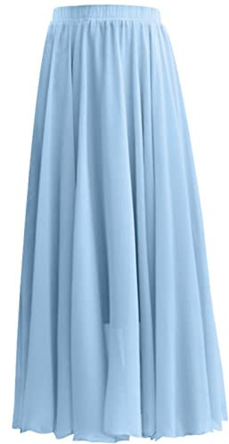 Leichter langer Rock für den Sommer mit stilvollen Röcken, einfarbiger Chiffonrock, hohe Taille, langer Rock, Tüll-Tutu-Röcke für Erwachsene, Bu2, S