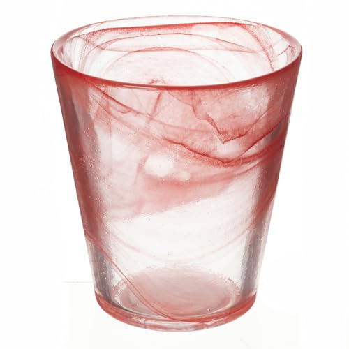 Villa d'Este Home Tivoli 1996 Lot de 6 verres à eau conique 250 ml en verre, surface dégradée, rouge, albâtre