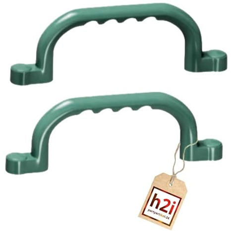 h2i Haltegriffe für Spielturm & Klettergerüst – 2 Kinder Handgriffe aus stabilem HDPE Kunststoff, wetterfest, inkl. Schrauben, für Stelzenhaus & Hochbett - dunkelgrün