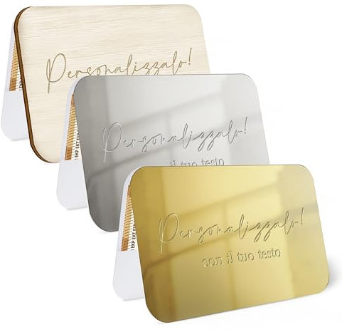 Biglietto Augurale Porta Soldi Matrimonio e qualsiasi festa 100% Personalizzato – Elegante Contenitore Regalo in Plexiglass Oro/Argento o Legno con Interno in Cartoncino Pregiato – (FPS01)