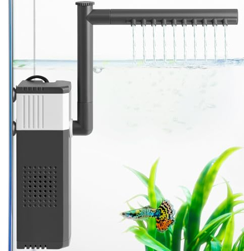 VILLNO 8 W 12 W kraftfullt akvariefilter för 10-100 l akvarier, 3-i-1 tyst filter (8 W)