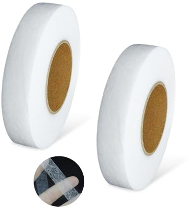 YZROHYI 2 Pezzi Nastro Termoadesivo Tessuti 64 m X 2 cm,Orlo Pantaloni Adesivo Bianco,Nastro Adesivo per Cuciture,Orlo Svelto Termoadesivo Forte,Nastros per Orlos Stirare Tessuto per Tende Vestiti