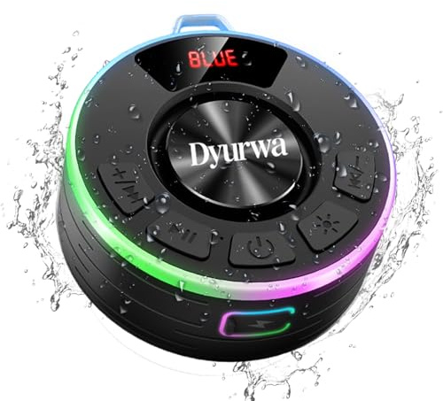 Wasserdichter Bluetooth Duschlautsprecher, 10H Bluetooth-Lautsprecher mit Saugnapf, Tragbare bluetooth 5.3 Lautsprecher mit Stereo-Sound, IPX7 Wasserdicht Musikbox Tragbare für Badezimmer Bergsteigen