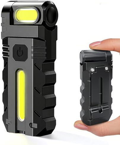 Taschenlampe Led Aufladbar, Extrem Hell Klein EDC Taschenlampe mit Clip und Magnetfuß, 5 Modi | Kaltweiß + Rot | 180° Drehbar | 400 Lumen | USB | IPX4, Flashlight für Camping,Wandern,Notfall,Reparatur