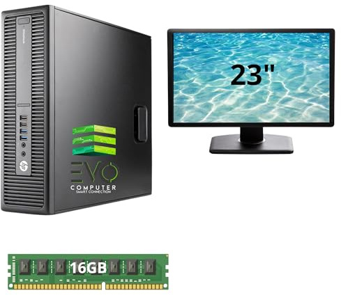 HP – 800 G2 Sobremesa | 16 GB RAM | 480 GB SSD | Monitor Incluido | Intel Core i5 6ª Gen | Equipo Potente para Oficina y Trabajo Diario | Windows 11 Pro | Reacondicionado (23 Pulgadas)