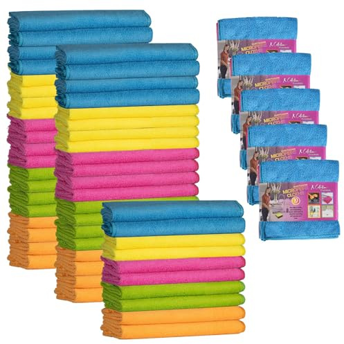 K Collection Microfibre Cleaning Cloth – XL Size – 40 x 40cm - Multifunctional Reusable Cleaning Cloths - Lint Streak Free Washable Duster for House, Kitchen, Car & Office – Available in Packs of 50s