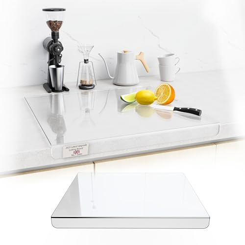 Acrylic Cutting Board, Chopping Board Glass Kitchen Board Transparent, Kitchen Cutting Board Desktop Cutter with Stop Edge, Slip-Resistant (Transparent, 60X50cm)