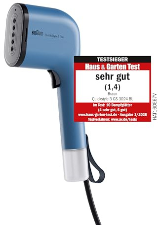 Braun QuickStyle 3 Pro klädsteamer GS3024BL – 1100W, 22g/min Ånga, 30s Uppvärmning