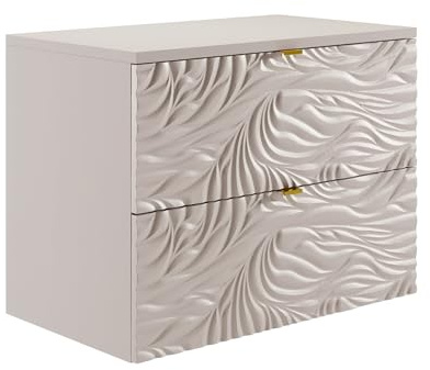 Vente-unique - Meuble sous Vasque Suspendu texturé avec Planche - Beige - 80 cm - RINAREL