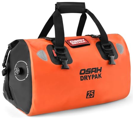 CommerceXone Borsa Moto Impermeabile 25/40/60L – Borsa Posteriore da Sella in PVC con Tasca Esterna a Rete per Viaggi e Outdoor