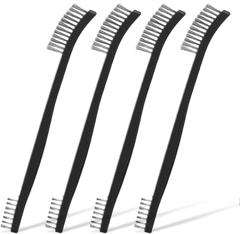 4 Pcs Small Wire Brushes for Cleaning, Thin Wire Brush, Double-Ended Detail Cleaning Brush for Cleanings Welding Slag and Rust