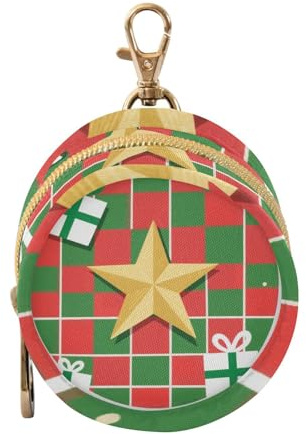 Porte-tétine de Noël vert et rouge avec fermeture éclair et clip pour changer de sac à main, clés, pochette de rangement pour tout ce qui est offert