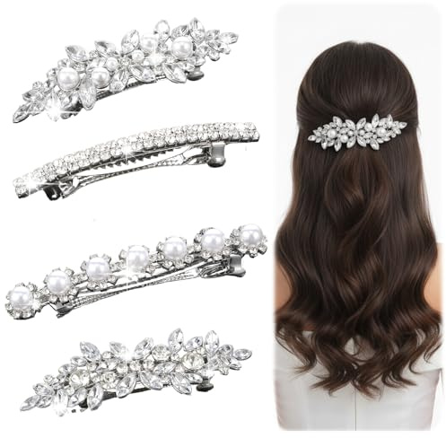 Silber Haarschmuck 4 Stück Haarspange Glitzer Haarspangen Haare Schmuck
