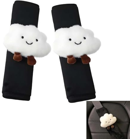 Gurtpolster Kinder, Gurtschutz Kinder Auto, Sicherheitsgurt Polster, Autogurt Polster Kinder, Auto Zubehör Kinder, 1 Paar Flauschige Wolken Design
