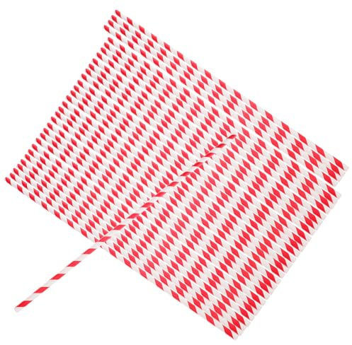 VALICLUD 100 Bâtonnets en Papier Dégradable pour Barbe à Papa 6X350 MM Rayures Rouges et Blanches Porte-Cornets de Bonbons pour Fêtes D’Anniversaire Accessoires Décoratifs Écologiques