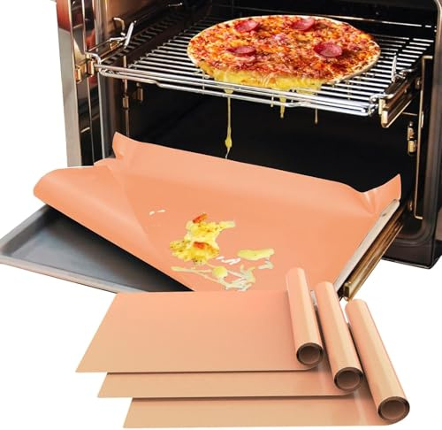 Demiwise XL Thickened Copper Oven Liners for Bottom of Oven | 3 Pack 17x25 Inch Heavy Duty Non-Stick Mats,BPA & PFOA Free,Dishwasher Safe,Oven Floor Protectors for Electric/Gas/Toaster Ovens