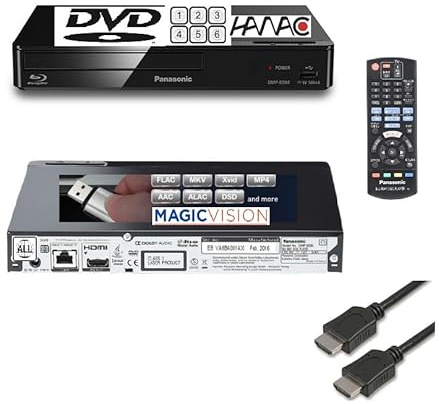 Panasonic DMP-BD84EB-K 2D - LAN (No WiFi) for DVD Regions 1-8 - Blu-ray Region B European Inc HDMI Lead- DMP-BD84 (Magicvision exclusive Bundle)