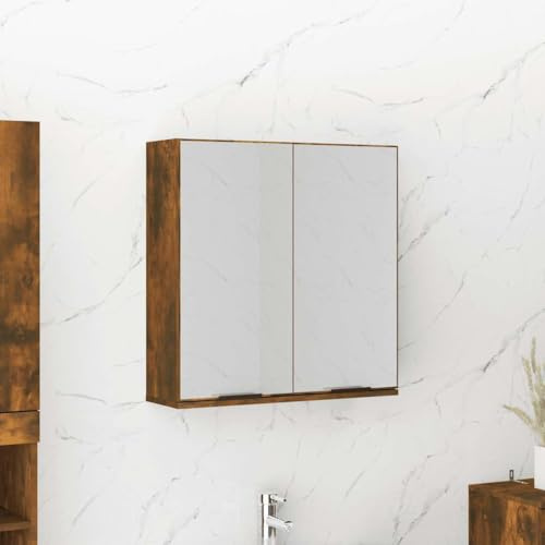 Genérico Armario de baño con Espejo Color Roble Ahumado 64x20x67 cm,Mobiliario,Armarios y Almacenamiento,Tocadores,Tocadores de baño,817066