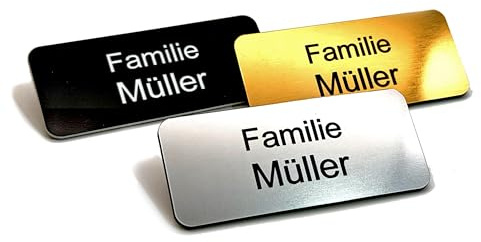 Personalisiertes Klingelschild mit Gravur – selbstklebendes Namensschild für Tür & Briefkasten – wetterfest, kein Bohren – Made in Germany – 60x20 / 80x35 mm (2)