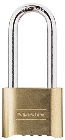 Master Lock 175EURDLH Cadenas à Combinaison Certifié en Zinc et Finition Laiton et Anse Longue, Doré, 10,7 x 5,1 x 2,4 cm