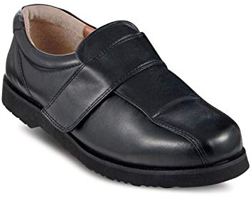Chums Men's Leather Wide Fitting Shoes with Padded Ankle Support | (G) Width Wider Opening for Easy Access & Touch Fastening for Comfortable Fit