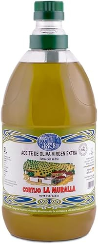 Aceite de Oliva Virgen Extra Cortijo la Muralla - Variedad Arbequina - AOVE Recolección temprana - Extracción en frío - Muy frutado y aromático - Botella 2 Litros con asa.