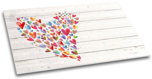 Mit Liebe Schreibunterlage Aquarell Herz, DIN A2, 40 Blatt | Schreibtischunterlage Papier, beschreibbar, fröhlich Motiv bunt Holz-Optik