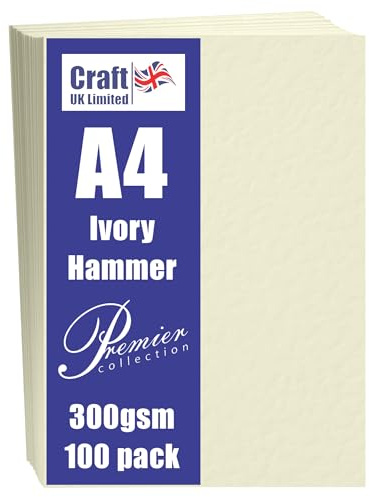 Craft UK W122 A4 hamrat kort - elfenben (paket med 100 ark)